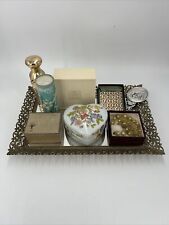 PV09199 Vintage Lady's Vanity Lot of Tray, Cosmetics, Jewelry, Accessories 9 pcs picture
