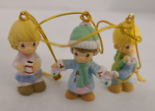 Vintage PM1 PRECIOUS MOMENTS Christmas Ornaments Set of 3 Excellent Condition picture