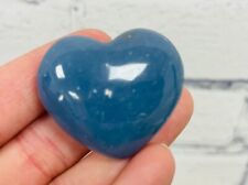 Blue Angelite Heart Palm Stones, Polish Reiki Massage Pocket stone, Pick a size picture