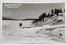 Big Bear Lake California Frozen Over Fawnskin Pineknot Sign Cabin Rppc Postcard picture