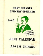 1960 U S Army Fort Buckner Officers' Open Mess APO 331 Okinawa Japan Calendar picture