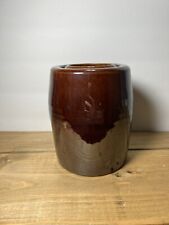 Vintage Primitive Stoneware Salt Preserve Crock Brown Glazed MCM Planter picture