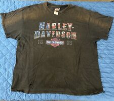 Harley Davison T-Shirt XL Utica NY Short Sleeve Black  MC Tattered picture
