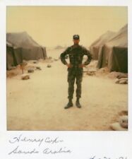 VINTAGE POLAROID PHOTO HANDSOME MAN MILITARY SOLDIER SAUDI ARABIA ARMY STILL LIF picture