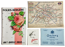 Folies-Bergere Paul Derval Program Carltons Hotel Metro Map Paris France 1950s picture