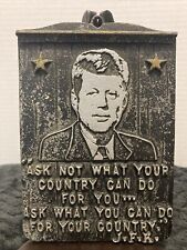 Vintage Metal J.F.K Sign. Ask Not What Your Country Can Do For You. Hanging picture
