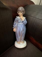 VINTAGE ROYAL COPENHAGEN FIGURINE, # 1007, GIRL IN BLUE AND WHITE NIGHT DRESS  picture