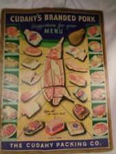 Rare Vintage Cudahy's Branded Pork 1940's Meat Market Store Poster Sign picture
