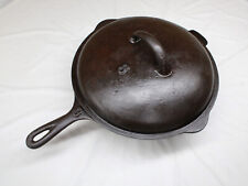 Vintage UnMarked Raised No. 8 Heat Ring Cast Iron Chicken Fryer Skillet With Lid picture