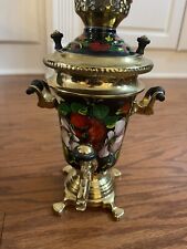 Russian Soviet Decorative Samovar Hand Painted Gold/Red/Green/Black USSR ~9x6” picture