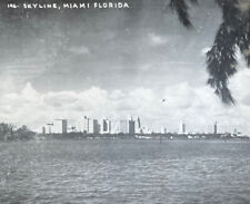 Vtg RARE Kromekote B/W Jumbo King-Size 9x7 Postcard #146 Skyline Miami, FL SEE picture