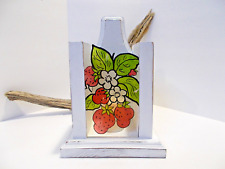 Vintage Wooden Votive Candle Holder with Handpainted Strawberries on Glass picture