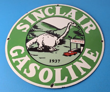 Vintage Sinclair Gasoline Sign - Dino Service Station Oil Pump Porcelain Sign picture