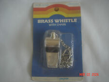 NEW in PACKAGE Vintage STANSPORT BRASS WHISTLE with CHAIN No. 233-P Hong Kong picture