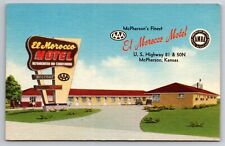 El Morocco Motel McPherson Kansas KS Linen c1950 Postcard picture