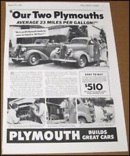 1936 Plymouth Print Ad Car Automobile Auto Advertisement Vintage Chrysler 2 picture