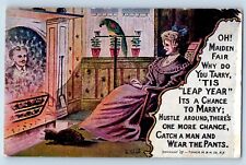 Silver Creek Minnesota MN Postcard Leap Year Maiden Parrot Embossed 1908 Antique picture