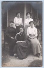 RPPC Pretty Women Group Of Ladies Funky Goofy Faces Posing Outdoors Postcard picture