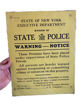 Antique Vintage New York State POLICE Warning Notice Sign Plaque NYPD N Y P D picture