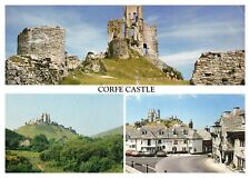 Corfe Castle Dorset Village Multi View Historic Landmark Chrome Postcard WOB picture