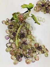 Vintage Set 3 LUCITE GRAPES Acrylic Faceted Grape Cluster Green Purple Pink picture
