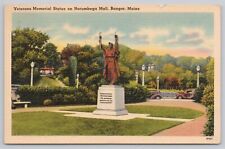 Postcard Veterans Memorial Statue on Norumbega Mall, Bangor, Maine Vintage picture