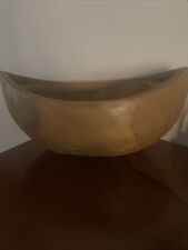Large Wood Primitive Rustic Wood Boat Bowl Hand Carved picture
