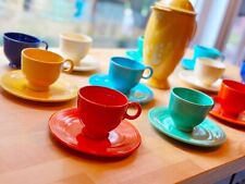 Vintage Fiesta ware coffee pot, teacups and saucer set - original colors picture