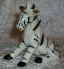 Vintage Small Porcelain African Wild Seated Striped Zebra Animal Figurine Japan picture