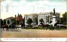 St. Louis, Missouri Lindell Boulevard & Blair Statue Antique Postcard 1908 Post picture