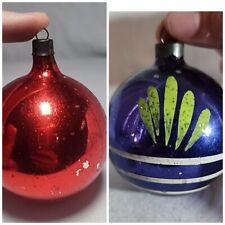 Set Of 2 Vintage Red Mercury  And Dark Blue Glass Ornament Balls Germany USA picture