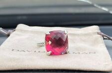 David Yurman Sterling Silver 20mm Chatelaine Ring Pink Tourmaline & Diamond Sz 7 picture
