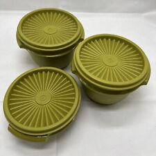 Tupperware Servalier Bowls w/Lids #886 Olive Green Vintage Set of 3 picture