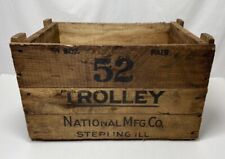 Vintage Antique Trolley National Mfg. Co. Wood Box Crate Sterling Ill picture