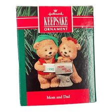 1990 Hallmark Handcrafted Keepsake Christmas Ornament Mom and Dad Bears QX4593 picture