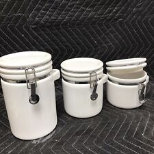 3 PIECE WHITE CANISTER SET  WITH LOCKING LIDS picture