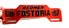 Vintage Fostoria Redmen License Plate Tin Sign Football Sports OHIO picture