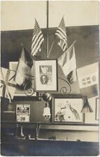 c. 1917 Bank Interior WWI Patriotic Display Woodrow Wilson RPPC Photo Postcard picture