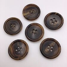Vintage Buttons Classic Wood Grain Acrylic Round 4-Hole Collectible Lot Of 6 picture