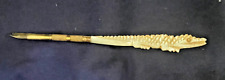ANTIQUE Figural 1800s ALLIGATOR Mother Of Pearl MOP BRASS QUILL INK Fountain PEN picture