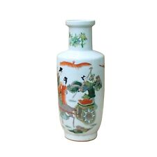 Chinese Distressed Off White Porcelain People Scenery Vase ws1082 picture
