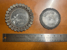 TWO 1893 Chicago Columbian World's Fair Metal Souvenir Plates picture