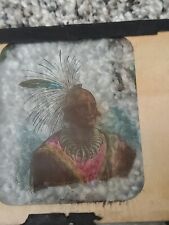 Native American Indian Glass Photo Plate Rare Unique Old Vintage Antique  picture