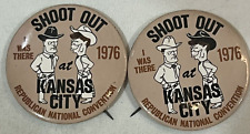 1976 Ford Reagan SHOOT OUT at KANSAS CITY Republican RARE PAIR 2 1/4