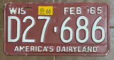 Wisconsin 1966 License Plate # D27-686 picture