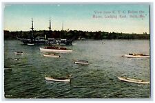 c1950's View From KYC Before The Races From East Boats Ship Bath Maine Postcard picture