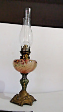 Antique Victorian French Table Oil Lamp Enameled Glass picture