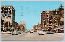 Kansas Avenue Topkea KS Vintage Chrome Postcard c1965 Street Scene Classic Cars picture