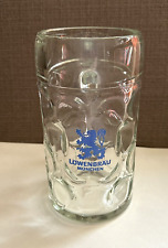 Lowenbrau Large Beer Glass Stein 1 Liter/33 Oz Recessed Coin Dot Pattern picture