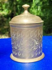 Vintage Etched Chalice Goblet Gold Color Brass Z.Y. India Floral Container 4x3